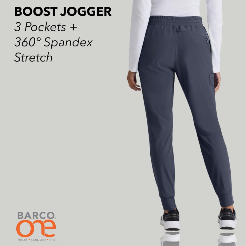 BARCO One Boost Classic Fit Scrub Jogger for Women â€“ Steel, 3-Pocket Mid-Rise Pants w/ 360 Spandex Stretch, Moisture Wicking, Anti-Static and Quick-Shed â€“ Small, Tall Fit - Image 2
